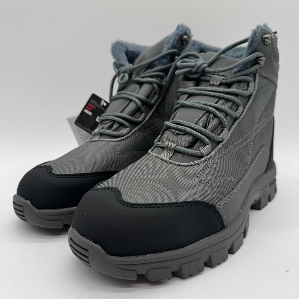 ANGRYRAM Steel Toe Work Boots US 9 Gray Plush Lined Lace Up